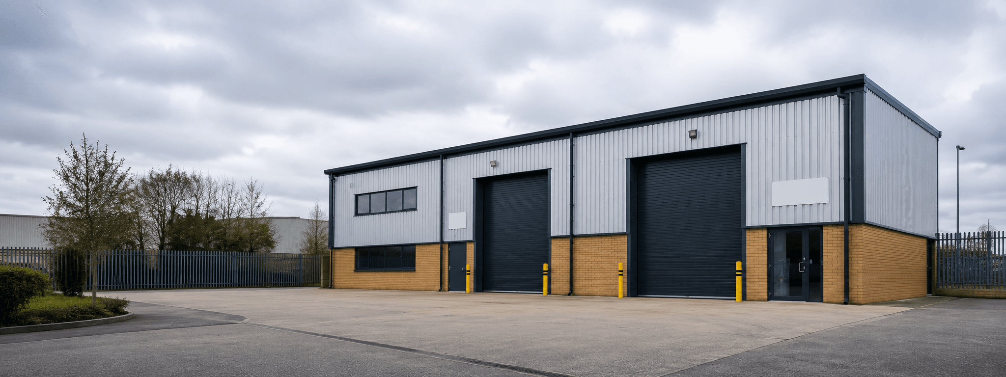 Vacant property security at a modern commercial warehouse in the UK