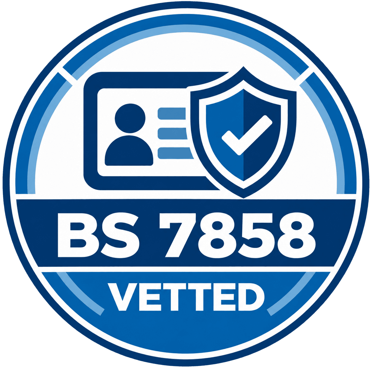 BS 7858 vetted security personnel badge