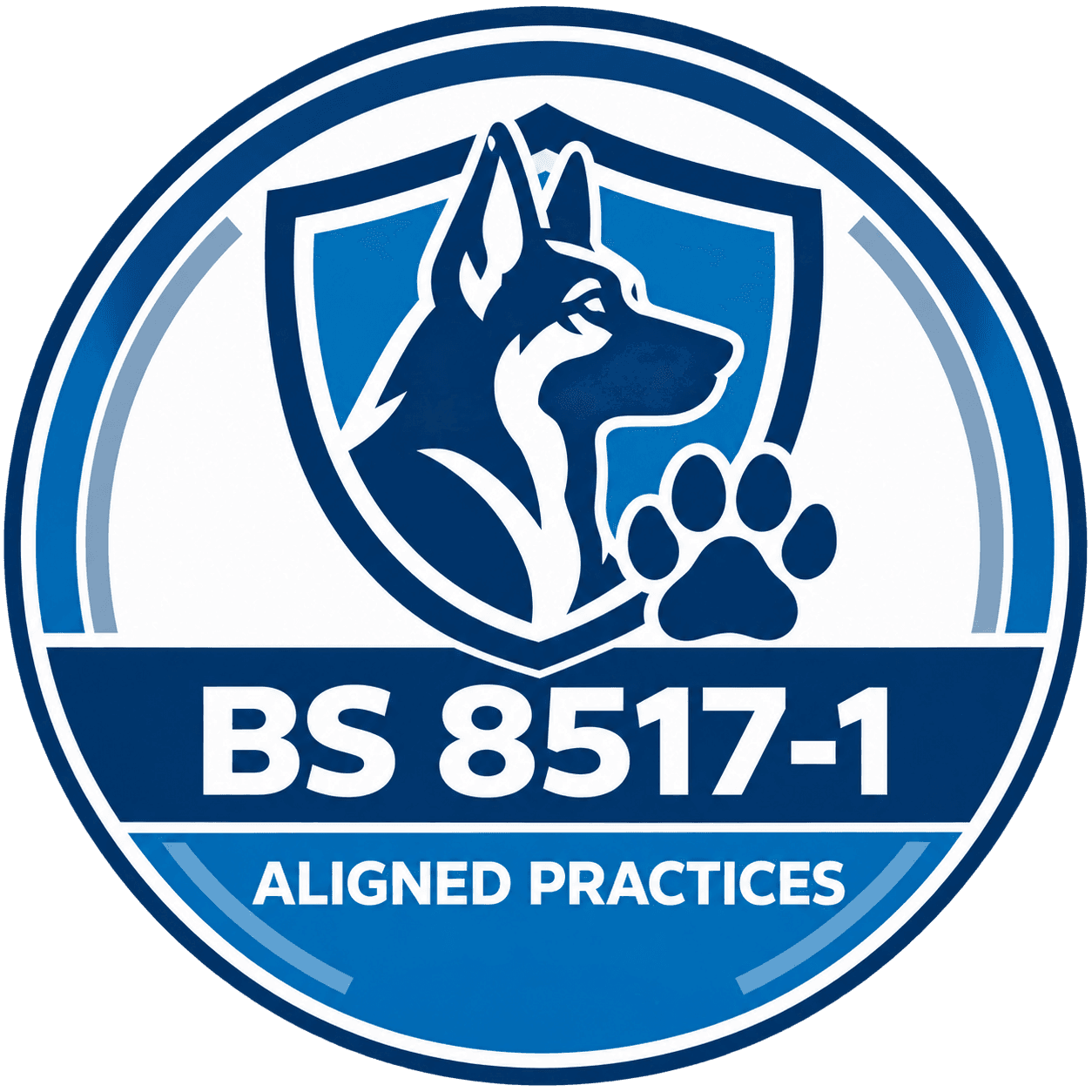 BS 8517-1 aligned security dog practices badge