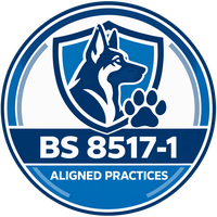 BS 8517-1 aligned security dog practices badge